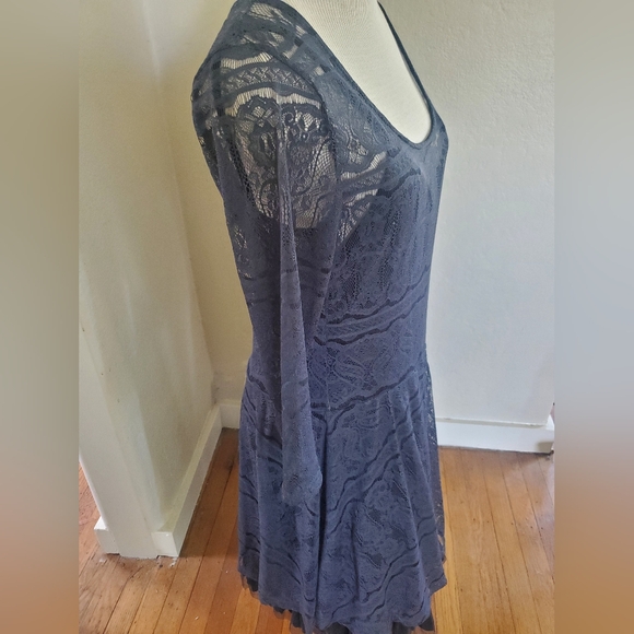 Stetson Western Style Black Elegant Lace Long Sleeve Tulle Dress Size L - Picture 3 of 5